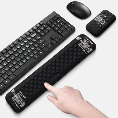 Keyboard Wrist Rest Mouse Wrist Support, Memory Foam Wrist Rest Pad for Computer Laptop, Ergonomic Wrist Cushion Support for Typing Pain Relief, Gaming Home Office, Human Skeleton