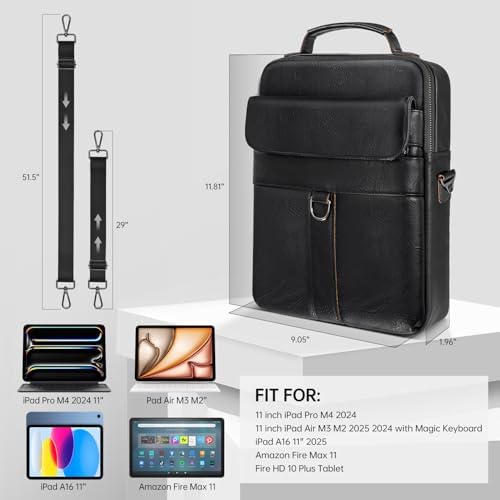 11 Inch Shoulder Bag Leather Carrying Case for 11" iPad Pro M5 M4/iPad Air 11" M4 M3 M2 with Magic Keyboard, iPads A16 11"