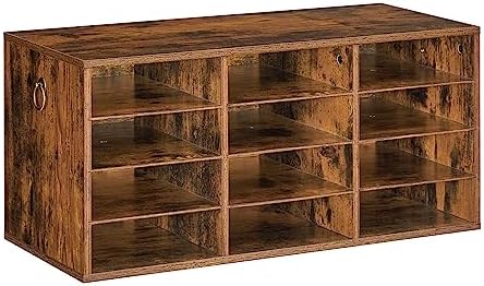 HOOBRO Countertop Mail Sorter Organizer, Wooden Literature Organizer, Student Mailbox for Classroom, Desktop Bill Organizer for Office Home School, 12 Compartments Rustic Brown FG43WF01