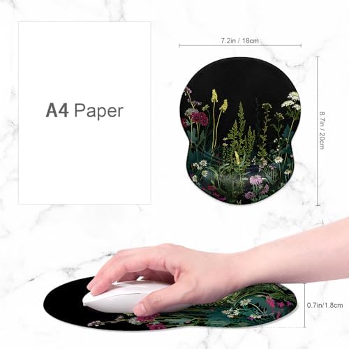 ITNRSIIET Ergonomic Mouse Pad with Gel Wrist Support Small Wrist Rest Smooth Surface Non-Slip PU Base Comfortable Office Supplies Pain Relief, 8.7 x 7.2 inches, Pretty Flowers