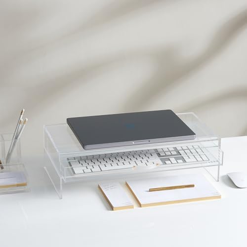 russell+hazel Acrylic Monitor Stand with Storage Drawer, Clear