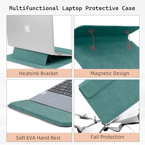 15-16 Inch Laptop Sleeve Case with Stand Feature, Matte PU Leather