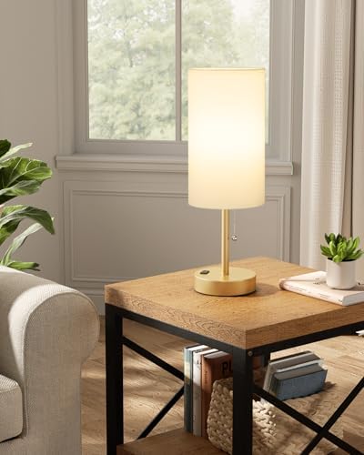 17.4" Gold Bedside Table Lamps Set of 2 - Bedroom Lamp, USB C+A, AC Outlet