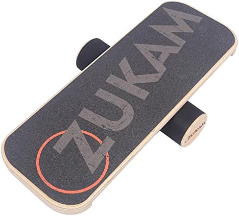 Balance Board Trainer, Wooden Balancing Board with Workout Guide to Exercise and Build Core Stability, Wobble Board for Skateboard, Hockey, Snowboard & Surf Training