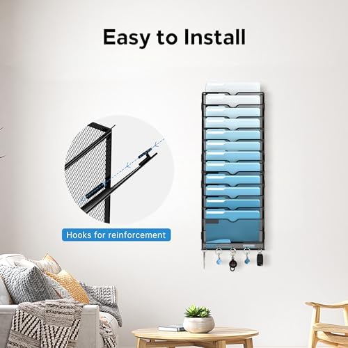 SUPEASY 13-Tier Hanging Wall File Organizer with Hooks, 2 Pack