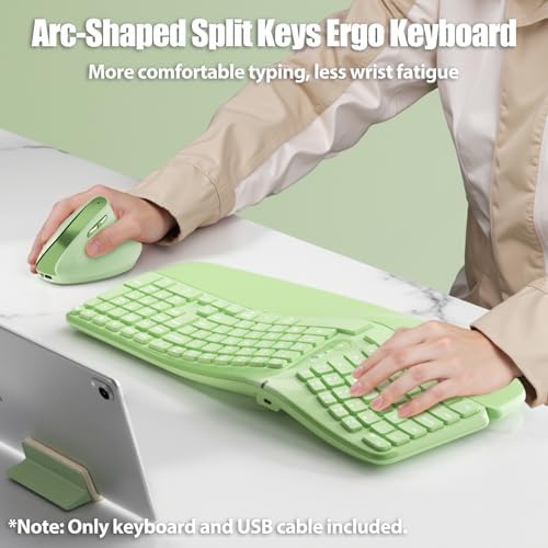 Split Ergonomic Keyboard Wireless with Cushioned Wrist & Palm Rest