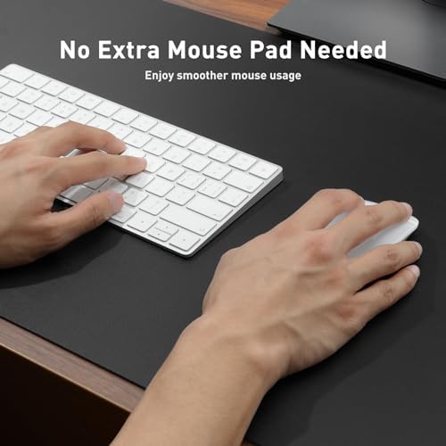 Aothia Faux Leather Desk Mat - Non-Slip PU Leather Desk Blotter, Waterproof Writing Surface, Large Desk Pad for Office & Home (Black, 55" x 24")