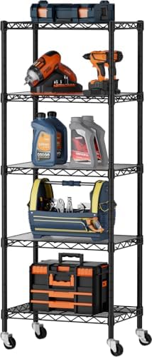 SINGAYE Small Wire 5 Adjustable Shelves Pantry Metal Shelf Floor Organizer