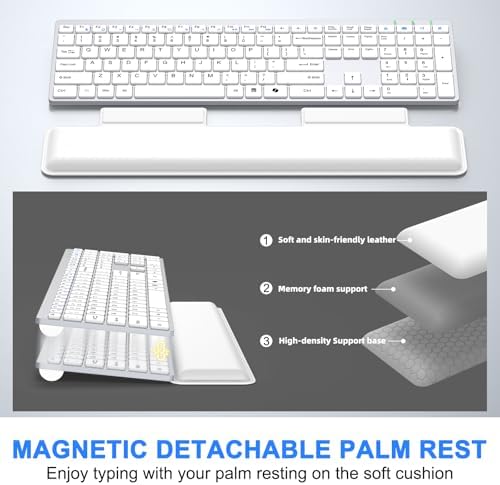 Wireless Keyboard and Mouse Combo, Full Size Silent Ultra Thin Keyboard with Magnetic Wrist Rest, Optical Mouse, 2.4G Lag-Free Cordless Mice Keyboard Set for Computer, Mac, Laptop, PC, Windows