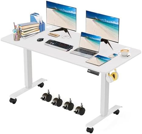 55'' × 24'' Height Adjustable Electric Standing Desk with Wheels