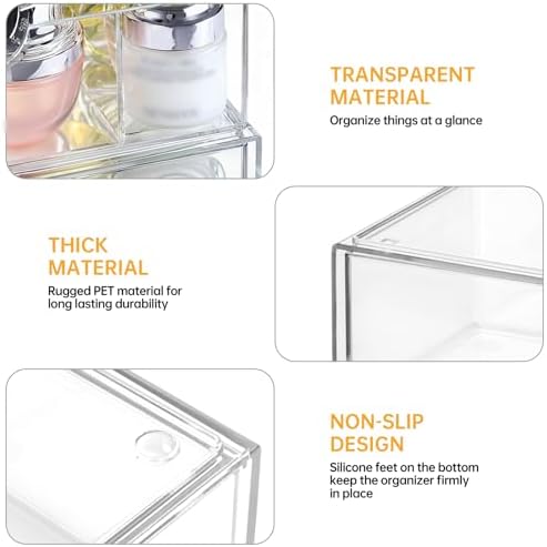 PAVSTINE Medicine Cabinet Organizer 3 Pack, with 2 Pull-Out Drawers