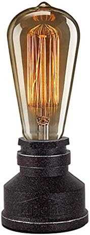 Vintage American Village Style Desk Light Creative Table Lamp Iron Steel Water Pipe Table Night Lights,Rustic Loft Industrial Steampunk Retro Base E26 Holder Fitting Lighting Fixture LED Edison