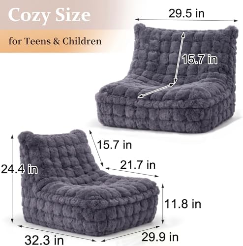 Memory Foam Bean Bag Chairs with Filler Faux (Dark Grey)