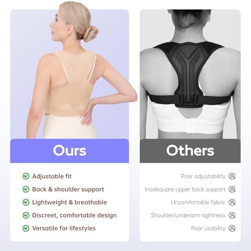 Posture Corrector for Women, Invisible Lightweight Adjustable Back Brace for Neck Shoulder & Upper Back Pain Relief - Improve Posture Correct Scoliosis & Hunchback Under Clothes (Beige, L)