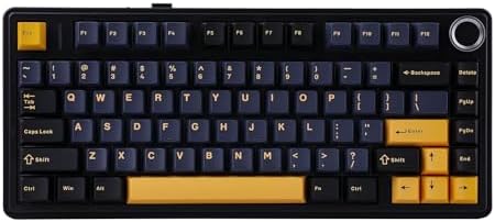 EPOMAKER x Aula F75 Gasket Mechanical Keyboard, 75% Wireless Hot Swappable Gaming Keyboard with Five-Layer Padding&Knob, BT/2.4GHz/USB-C, RGB (Black, Ice Vein Switch)