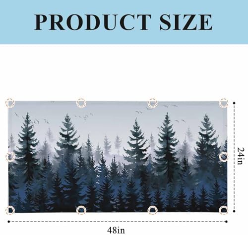 Forest Blue Trees Magnetic Fluorescent Light Covers for Ceiling Lights 2 x 4 Feet, Watercolor Nature Bird Office Classroom Kitchen Drop Ceiling Light Covers Lighting Filters Shade Panel 1 Pack