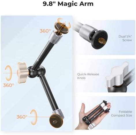 K&F CONCEPT 9.8" Magic Arm Clamp Kit with Dual 360° Ball Heads