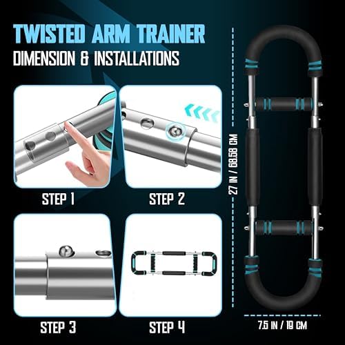 Twister Arm Trainer for Men & Women – Adjustable Chest Expander & Arm Strength Trainer, Home Gym Equipment for Body Workout, Chest Trainer with 2 Springs, Finger Stretcher & Workout Gloves