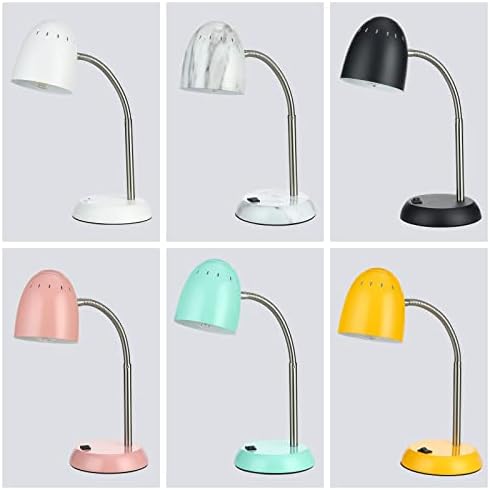 Eye-Caring Table Lamp of Simple Designs Home E26 Led Screw Basic Metal Desk Lamp with Flexible Gooseneck Hose Neck Study Lamp for Bedroom Office Living Room Convenient On/Off Switch(Green)
