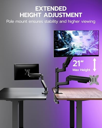 ARES WING Single Monitor Mount - 17 to 40 Inch Screen Monitor Arm, Black