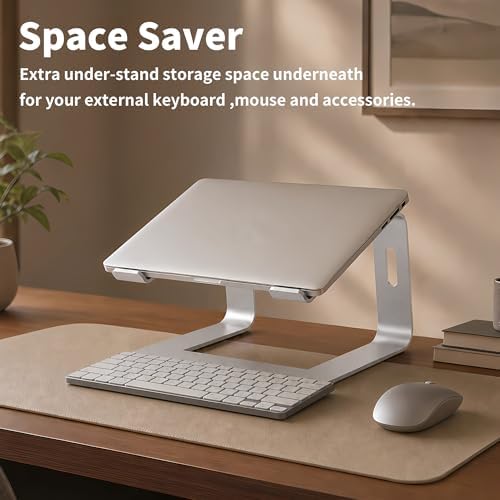 Orionstar Ergonomic Laptop Stand, Aluminum Riser, 10-15.6",Silver