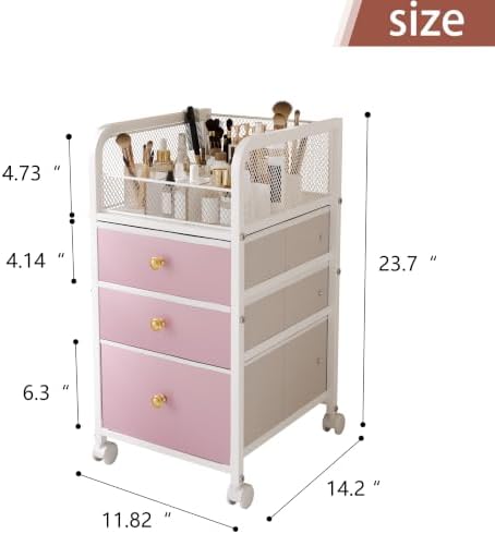 Rolling Makeup Vanity Cart Makeup Organizer with Drawers for Girls