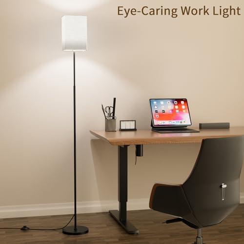 SIBRILLE 63.8" Square Floor Lamp with White Linen Shade