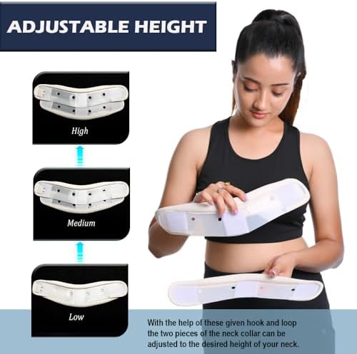 Wonder Care Rigid Cervical Collar Plastic Neck Support Brace Adjustable Height Collar Support Brace Wraps Aligns & Stabilizes Vertebrae Neck Brace for Neck Pain & Spine Pressure for Men and Women