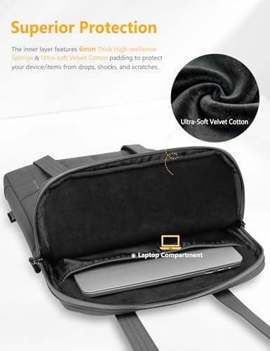 HYZUO 15-16 Inch Puffy Laptop Case Sleeve Padded Handbag, Space Gray