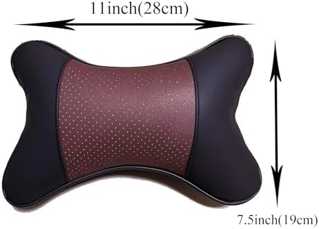 Car Neck Pillows Both Side Pu Leather 2pieces Pack Headrest Fit for Most Cars Filled Fiber Universal Car Pillow (Coffee)