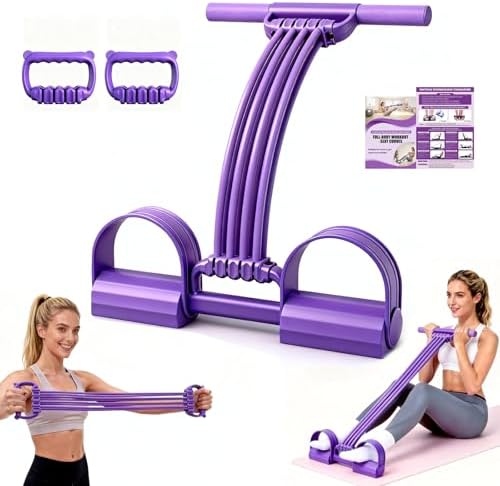 Foot Pedal Resistance Bands with Handles, 8-Tube Adjustable Multifunction Elastic Yoga Exercise Bands, Home Gym Fitness Equipment for Women & Men to Tone Abs, Core, Leg, Arm, Waist