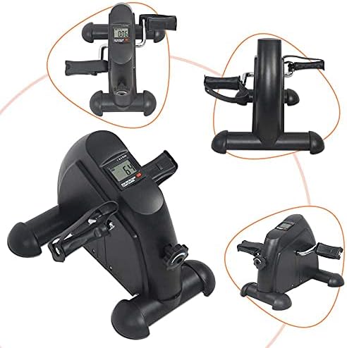 Portable Under Desk Bike Pedal Exerciser for Legs and Arms Mini Exercise Peddler Adjustable Resistance Multifunctional LCD Display (Black)