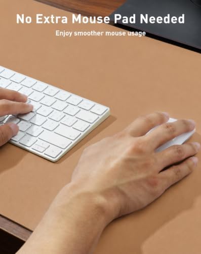 Aothia Faux Leather Desk Mat Mouse Pad, 63" x 24", Khaki