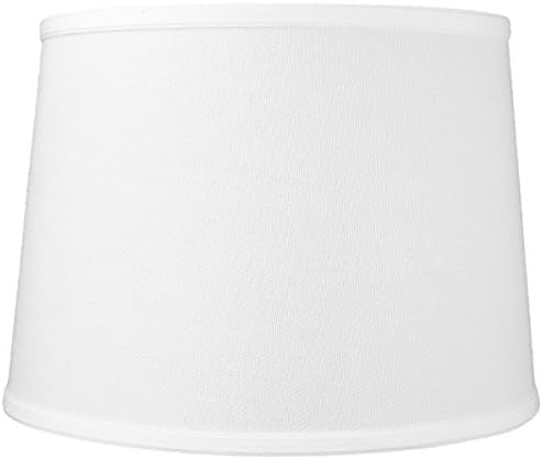 12x14x10 White Linen Drum Lampshade with Brass Spider fitter - Perfect for table and Desk lamps - Medium, White