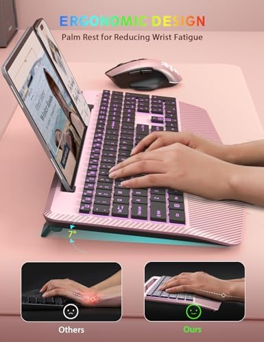 SABLUTE Wireless Keyboard and Mouse Combo, Backlit Scissor Keys, Wrist Rest