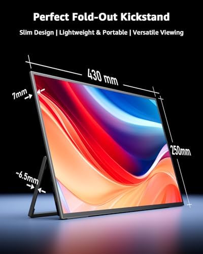 Yodoit Portable Monitor 19" 4K UHD QLED 144Hz 146% sRGB Travel Gaming Monitor Screen Display with USB Type C Port and Built-in Speakers Compatible with PC, Xbox Black