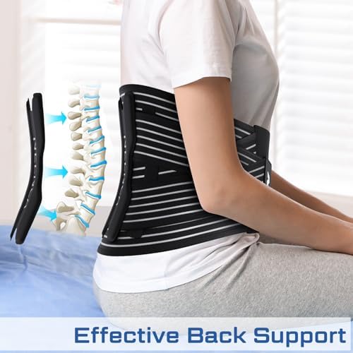 NEENCA Back Brace for Lower Back Pain Relief - Ergonomic Lumbar Support with Removable Steel Stays, Breathable Back Support Brace for Posture Correction, Sciatica, Herniated Disc, Scoliosis, Office Work, Lifting, Exercise (Black, Medium)
