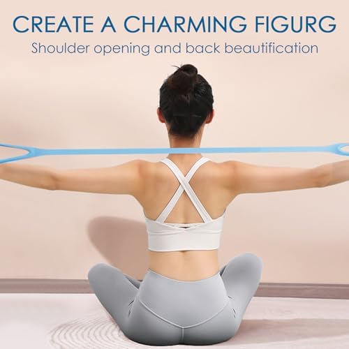 Adorila Figure 8 Resistance Band, Elastic Bands for Exercise for Arm, Shoulder, Back, Leg Stretching, Portable Home Office Elastic Training Band for Yoga, Pilates, Fits