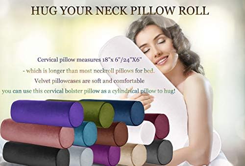 Tinbolunce Memory Foam Round Neck Pillow for Sleeping, Neck Pain Relief, Side Back Stomach Sleeper, Car or Office Chair Sofa,Cervical Bolster Length 24" x 6" Diameter (Lime Green)