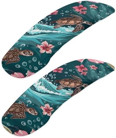Flower Sea Turtle Print Office Chair Armrest Slipcovers, 2 Pack Office Chair Arm Covers Stretchable, Skin Friendly Office Chair Slipcovers Covers, Home Decorations