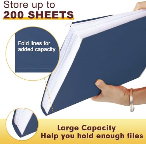 HERKKA Hanging File Folders, 30 Pack Reinforced Letter Size Hanging Folders, Designed for Bulky Files, Filing Cabinet, 1/5-Cut Adjustable Tabs (Blue)
