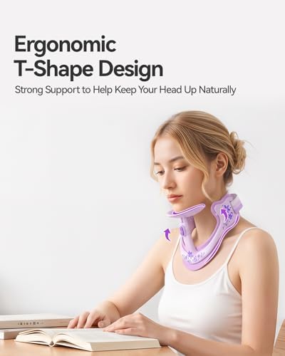 Neck Posture Corrector, Adjustable Cervical Collar for Pain Relief, Purple