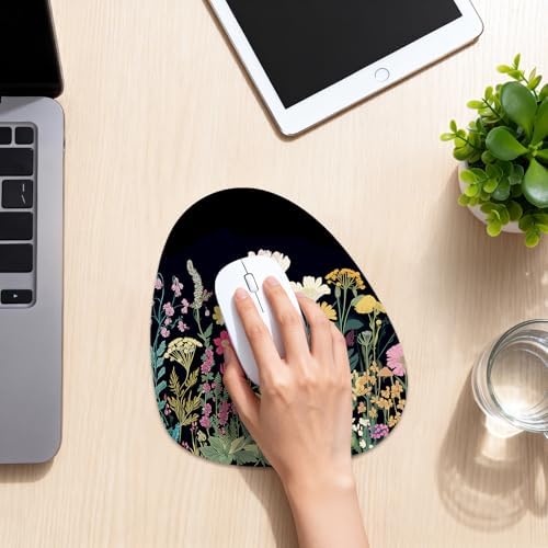 Water Drop Mouse Pad 7.3x8in Non-Slip for Laptop, Wildflowers