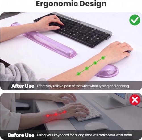 Gel Keyboard & Mouse Wrist Rest Set - Keyboard Wrist Rest Pad & Mouse Support for Office Gaming Pad Computer Laptop Ergonomic Comfortable Pain Relief- Pad Set