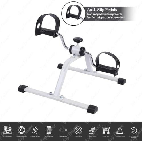 1pack Under Desk Elliptical, Exercise Equipment, Under Desk Bike, Exercise Bike, Bike Trainer, Mini Adjustable Pedal Exerciser, Anti-Slip Base, Indoor Leg Arm Workout Fitness Machine for Home Office