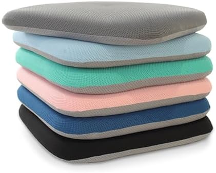Memory Foam Chair Cushion Non-Slip Seat Cushion with Breathable Fabric Removable Zipper Cover Square Comfort Chair Pad for Office Chair, Desk Chair, Car Seat, Wheelchair (Pink, 16"x16")