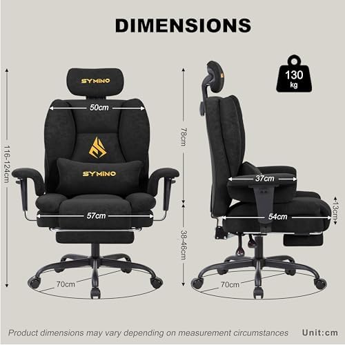 Symino Gaming Chair with Foot Rest, Unique Up/Down Armrests, PU Leather Ergonomic High Back Chair, 155° Recline Solid Color Computer Desk Chair, Black
