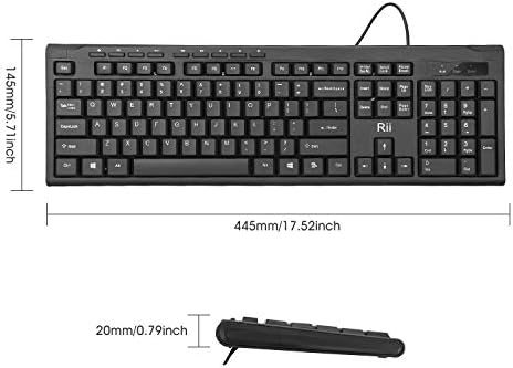 Rii RK907 Ultra-Slim Compact USB Wired Keyboard for MAC and PC-Black(2PCS)