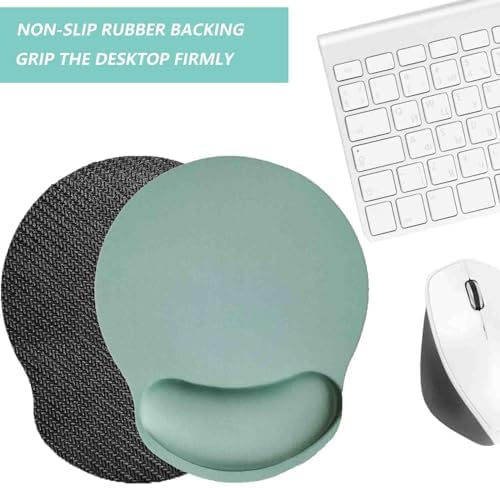 Mouse Pad with Wrist Support, Ergonomic Mouse Pad with Memory Foam Wrist Rest Cushion, Non-Slip Rubber Base Gaming Mice Pad for Home Office Computer Laptop, Green