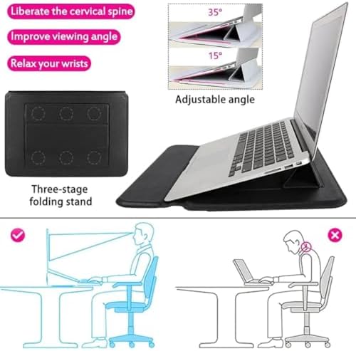 Silver 3-in-1 Laptop Sleeve 11-13.3 Inch ONLY Xiaomi Air 13.3" Huawei MateBook E X 13 Honor MagicBook MacBook Air Pro ASUS ZenBook 13 Acer Swift 3 Galaxy Xiaomi 12.5 Magnetic Stand Not for 14-16”